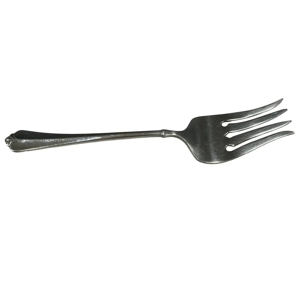Oneida Stainless Steel‎ Cold Meat Serving Fork Scalloped Handle 8.5 Inch Silver